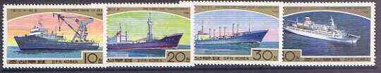 North Korea 1988 Ships perf set of 4 unmounted mint, SG N2797-2800, stamps on ships, stamps on cranes
