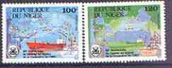 Niger Republic 1989 International Maritime Organisation set of 2 unmounted mint, SG 1162-63, stamps on ships, stamps on maps, stamps on  oil , stamps on 