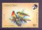 Lesotho 1988 Birds 16s Cape Weaver with red & blue shifted downwards giving a doubled design unmounted mint SG 796var*, stamps on , stamps on  stamps on birds, stamps on  stamps on weaver