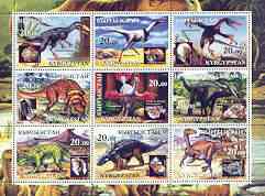 Kyrgyzstan 2001 Dinosaurs & Minerals perf sheetlet containing set of 9 values, unmounted mint, stamps on , stamps on  stamps on dinosaurs, stamps on  stamps on minerals