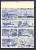 Cinderella - Britains Royal Navy set of 8 perf labels in blue, unmounted mint (produced by Polystamps), stamps on ships, stamps on  ww2 , stamps on 