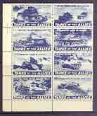 Cinderella - Tanks of the Allies set of 8 perf labels in blue, unmounted mint (produced by Polystamps), stamps on militaria, stamps on tanks, stamps on  ww2 , stamps on 