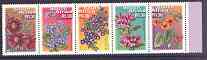 South Africa 2000 Flowers perf strip of 5 unmounted mint, SG 1216a, stamps on flowers, stamps on violas
