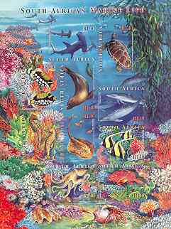 South Africa 2001 Marine Life self-adhesive sheetlet containing 10 values unmounted mint, stamps on , stamps on  stamps on marine life, stamps on  stamps on dolphins, stamps on  stamps on mammals, stamps on  stamps on self adhesive, stamps on  stamps on fish, stamps on  stamps on coral, stamps on  stamps on shells, stamps on  stamps on turtles, stamps on  stamps on reptiles, stamps on  stamps on seals, stamps on  stamps on seahorses