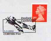 Postmark - Great Britain 2002 cover with Duxford cancel illustrated with Curtiss P40, stamps on aviation, stamps on ww2, stamps on curtiss, stamps on  ww2 , stamps on 