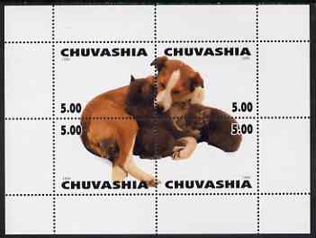 Chuvashia Republic 1999 Dogs composite perf sheetlet of 4 values unmounted mint, stamps on dogs