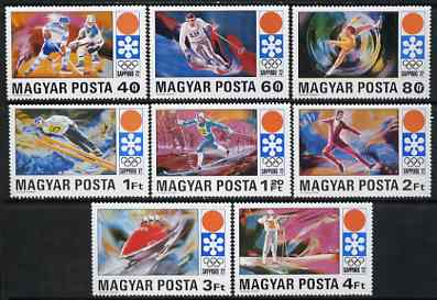 Hungary 1971 Sapporo Winter Olympic Games perf set of 8 unmounted mint, SG 2637-44*, stamps on , stamps on  stamps on olympics, stamps on  stamps on ice hockey, stamps on  stamps on skiing, stamps on  stamps on skating, stamps on  stamps on bobsled, stamps on  stamps on rifle, stamps on  stamps on 