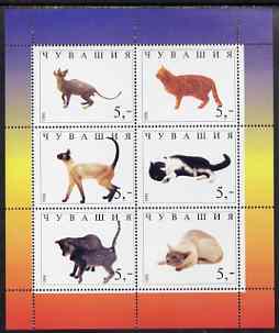 Chuvashia Republic 1998 Domestic cats #1 perf sheetlet containing set of 6 values unmounted mint, stamps on , stamps on  stamps on cats