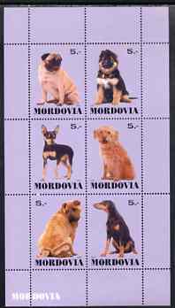 Mordovia Republic 1999 Dogs #2 perf sheetlet containing set of 6 values unmounted mint (violet background), stamps on dogs