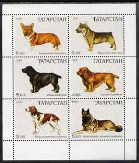 Tatarstan Republic 1999 Dogs #3 perf sheetlet containing set of 6 values unmounted mint (white background), stamps on dogs