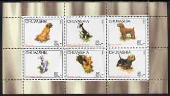 Chuvashia Republic 1998 Dogs perf sheetlet containing set of 6 values unmounted mint, stamps on dogs, stamps on terriers, stamps on border, stamps on staffordshire, stamps on 