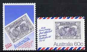 Australia 1981 50th Anniversary of Airmail Service set of 2 unmounted mint, SG 770-71*, stamps on aviation, stamps on postal, stamps on stamp on stamp, stamps on stamponstamp