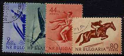 Bulgaria 1954 Sports set of 4 fine cds used, SG 963-66, stamps on , stamps on  stamps on sport, stamps on  stamps on wrestling, stamps on  stamps on skiing, stamps on  stamps on gymnastics, stamps on  stamps on horses, stamps on  stamps on  gym , stamps on  stamps on gymnastics, stamps on  stamps on 