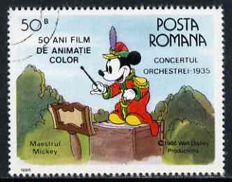 Rumania 1986 Mickey Mouse Conducting 50b fine used, SG 5023, stamps on , stamps on  stamps on music, stamps on  stamps on disney