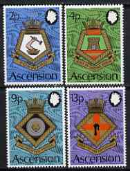 Ascension 1973 Royal Naval Crests - 5th series perf set of 4 unmounted mint, SG 166-69, stamps on , stamps on  stamps on ships
