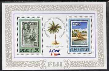 Fiji 1996 Independence m/sheet unmounted mint, SG MS 960, stamps on ships, stamps on canoeing, stamps on stamp on stamp, stamps on trees, stamps on stamponstamp