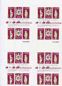 Cayman Islands 1978 Coronation 25th Anniversary (QEII & Owl) in complete uncut sheet of 24 (8 strips of SG 468a) unmounted mint, stamps on birds, stamps on royalty, stamps on owls, stamps on birds of prey, stamps on coronation, stamps on arms, stamps on heraldry