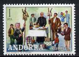 Andorra - Spanish 1972 St Anthony's Auction 1p (from Customs set) unmounted mint, SG 74, stamps on wine, stamps on folklore