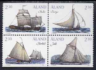 Aland Islands 1995 Cargo Sailing Ships set of 4 (ex booklet) unmounted mint, SG 91-94, stamps on ships, stamps on maps