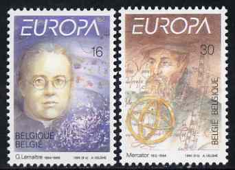 Belgium 1994 Europa - Discoveries & Inventions set of 2 unmounted mint, SG 3226-27, stamps on , stamps on  stamps on europa, stamps on  stamps on science, stamps on  stamps on maps, stamps on  stamps on astronomy