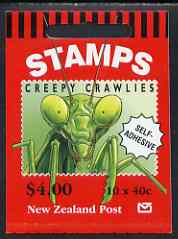 New Zealand 1997 Insects $4.00 booklet complete & pristine containing pane of self-adhesive stamps, SG SB88, stamps on , stamps on  stamps on insects, stamps on  stamps on self adhesive, stamps on  stamps on beetles, stamps on  stamps on spiders, stamps on  stamps on shells, stamps on  stamps on dragonflies