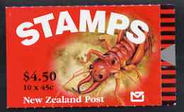Booklet - New Zealand 1993 WWF - Weta $4.50 booklet complete & pristine containing pane of 10 stamps, SG SB64, stamps on wwf, stamps on insects, stamps on  wwf , stamps on 