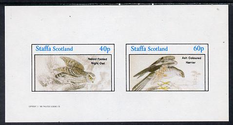 Staffa 1982 Birds #33 (Night Owl & Ash Harrier) imperf set of 2 values (40p & 60p) unmounted mint, stamps on , stamps on  stamps on birds, stamps on  stamps on birds of prey, stamps on  stamps on owls