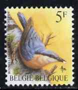 Belgium 1985-90 Birds #1 European Nuthatch 5f unmounted mint, SG 2849, stamps on birds    