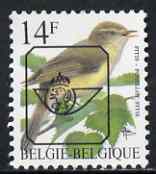 Belgium 1991-95 Birds #2 Willow Warbler 14f unmounted mint with boxed posthorn precancel, SG 3085a, stamps on birds