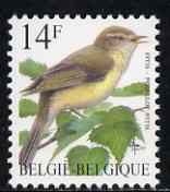 Belgium 1991-95 Birds #2 Willow Warbler 14f unmounted mint, SG 3085a, stamps on birds