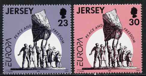 Jersey 1995 Europa - Peace & Freedom set of 2 unmounted mint, SG 698-99*, stamps on , stamps on  stamps on europa, stamps on  stamps on peace, stamps on  stamps on sculpture