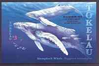 Tokelau 1997 Humpback Whales perf m/sheet opt'd for 'Aupex 97' Stamp Exhibition unmounted mint, SG MS 273, stamps on , stamps on  stamps on whales, stamps on  stamps on mammals, stamps on  stamps on marine life, stamps on  stamps on stamp exhibitions