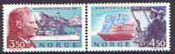 Norway 1993 Centenary of Express Coaster Services set of 2 unmounted mint, SG 1162-63, stamps on ships