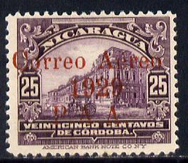 Nicaragua 1929 Overprinted PAA on 25c violet unmounted mint SG616, stamps on , stamps on  stamps on palaces, stamps on  stamps on horses