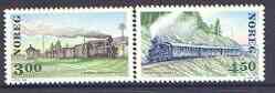 Norway 1996 Railway Centenaries set of 2 unmounted mint, SG 1233-34, stamps on railways