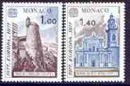 Monaco 1977 Europa - Views set of 2 unmounted mint, SG 1302-03, stamps on europa, stamps on tourism, stamps on towers, stamps on churches