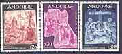 Andorra - French 1967 16th Century Frescoes set of 3 unmounted mint, SG F204-206