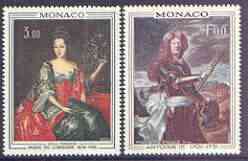 Monaco 1972 Paintings (Princes & Princesses of Monaco) set of 2 unmounted mint, SG 1023-24, stamps on , stamps on  stamps on arts, stamps on  stamps on royalty