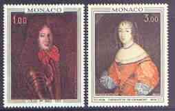 Monaco 1970 Paintings (Princes & Princesses of Monaco) set of 2 unmounted mint, SG 1005-06, stamps on arts, stamps on royalty