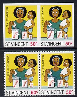 St Vincent 1987 Child Health 50c (as SG 1050) unmounted mint imperf pair plus normal pair*, stamps on children   medical