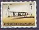 San Marino 1962 Wright Flyer 1L from Vintage Aircraft set unmounted mint, SG 659*, stamps on aviation, stamps on wright