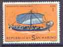 San Marino 1963 Egyptian Merchant Ship 1L from Historical Ships set unmounted mint, SG 690*, stamps on ships, stamps on egyptology