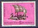 San Marino 1963 Roman Trireme 3L from Historical Ships set unmounted mint, SG 692*, stamps on , stamps on  stamps on ships, stamps on  stamps on roman