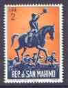 San Marino 1962 Hunting with Hounds 2L from Hunting issue unmounted mint, SG 680*, stamps on hunting, stamps on horses, stamps on dogs