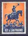 San Marino 1962 Hunting with Hounds 2L from Hunting issue unmounted mint, SG 680*, stamps on , stamps on  stamps on hunting, stamps on  stamps on horses, stamps on  stamps on dogs