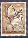 San Marino 1962 Roping Down 1L from mountaineering issue unmounted mint, SG 669*, stamps on mountains, stamps on climbing
