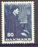 Denmark 1966 Birth Centenary of Georg Jensen (silversmith) 80ore on fluorescent paper unmounted mint, SG 476, stamps on , stamps on  stamps on jewellry, stamps on  stamps on silver, stamps on  stamps on slania