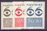 Denmark 1966 Refugee 66 Fund set of 3 unmounted mint, SG 477-79, stamps on , stamps on  stamps on refugees