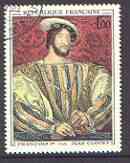 France 1967 French Art - Francois I (after Jean Clouet) 1f superb cds used, SG 1743, stamps on arts, stamps on royalty