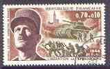 France 1969 Anniversary of Resistance & Liberation - Leclerc & Liberation of Strasbourg 70c+10c superb cds used, SG 1840, stamps on , stamps on  ww2 , stamps on militaria, stamps on tanks
